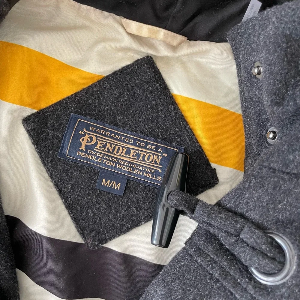 Pendleton Roslyn Charcoal Black Hooded Wool Toggle Coat